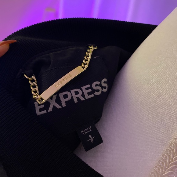 Express Black Patch Embellished Windbreaker Bomber Jacket 🙂❤️💕💔 - Picture 3 of 5